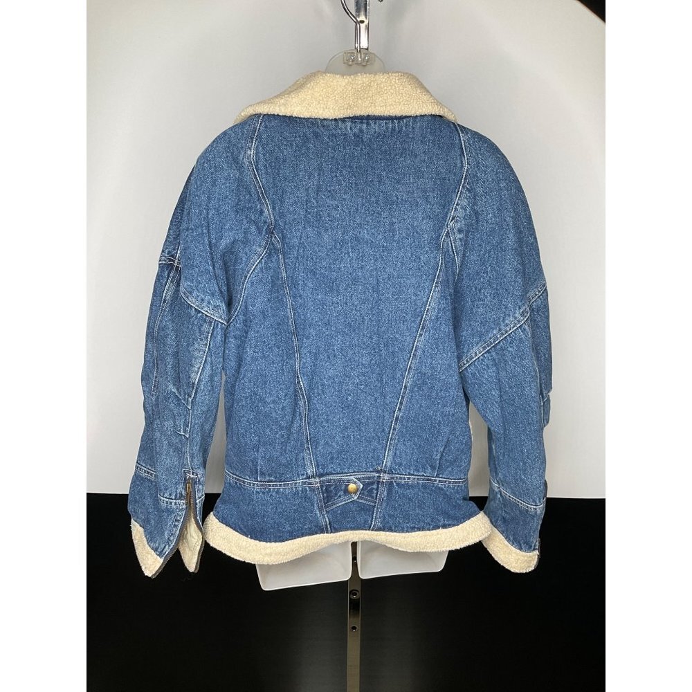 Syn Jean Vintage Aviator Flight Jean Jacket Large Womens - Picture 5 of 9